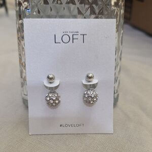 LOFT Silver Sparkle Ball Earrings NEW